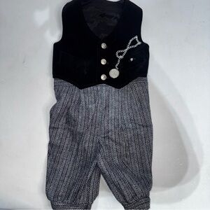 Vintage Baby Boy Dressy Outfit Velvet Vest‎ & Wool Blend Knickers Costume 18 Mo